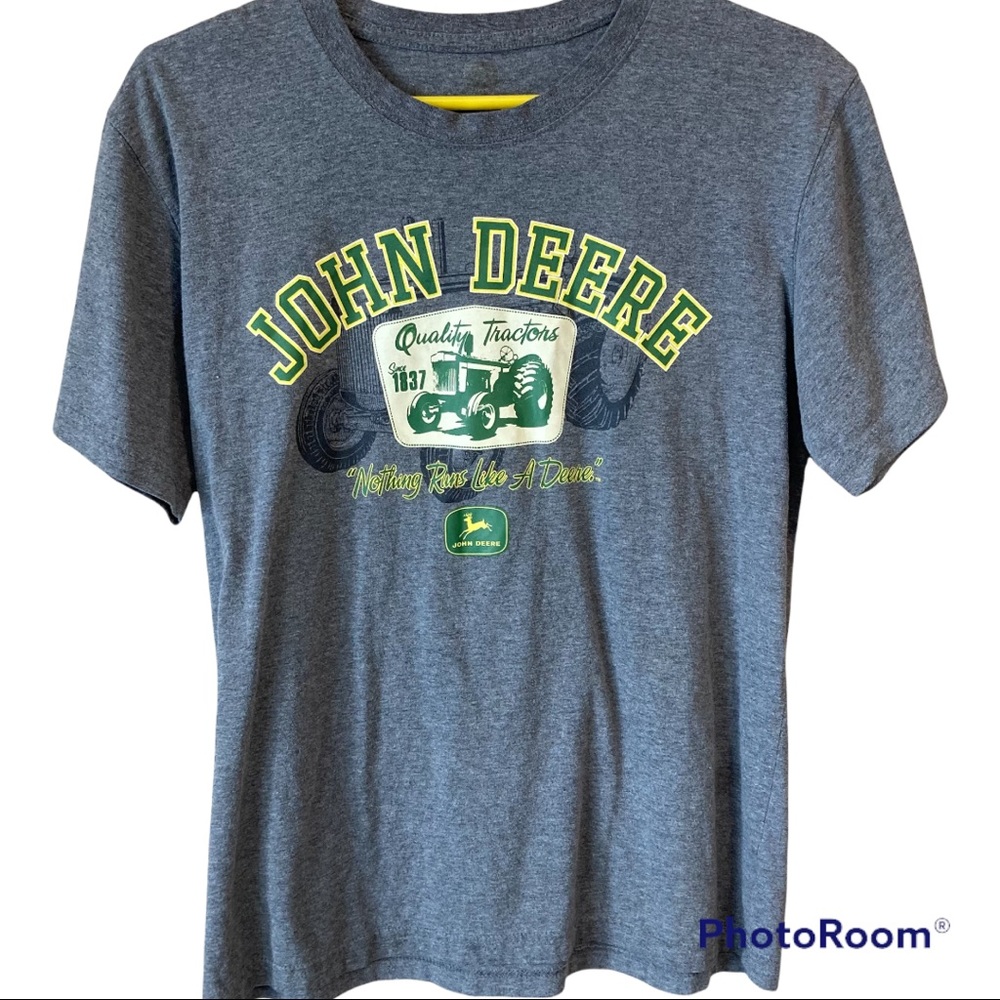 John Deere Tee Shirt Size Small Grey Green Yellow - Picture 1 of 5